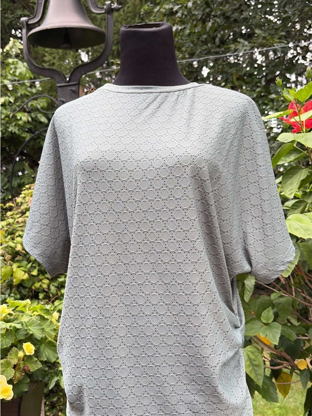 Women's Light Sage Eyelet Short Sleeve Tee - Brand Unspecified
